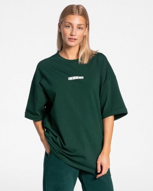 Teveo Iconic Oversized レディース Tシャツ 暗緑 | CFJ-4343