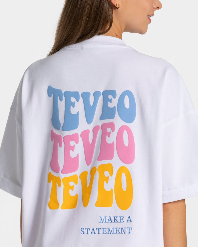 Teveo Candy Oversized レディース Tシャツ 白 | RBQ-7621