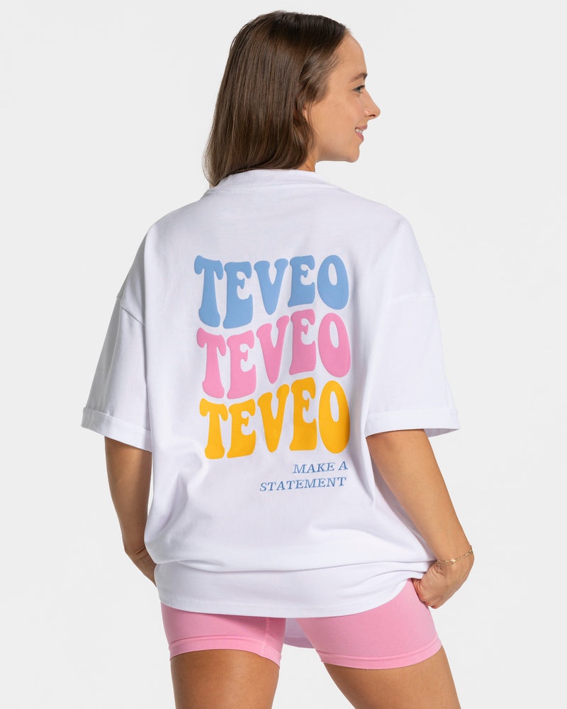 Teveo Candy Oversized レディース Tシャツ 白 | RBQ-7621