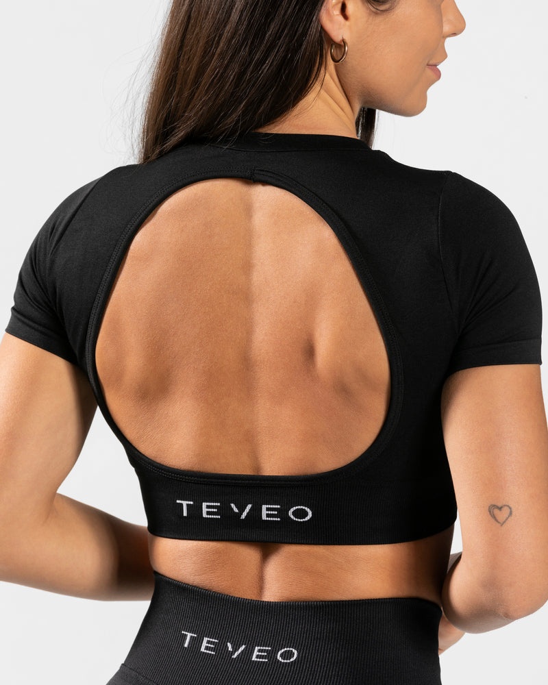 Teveo Everyday Cut Out レディース Tシャツ 黒 | PCF-3378