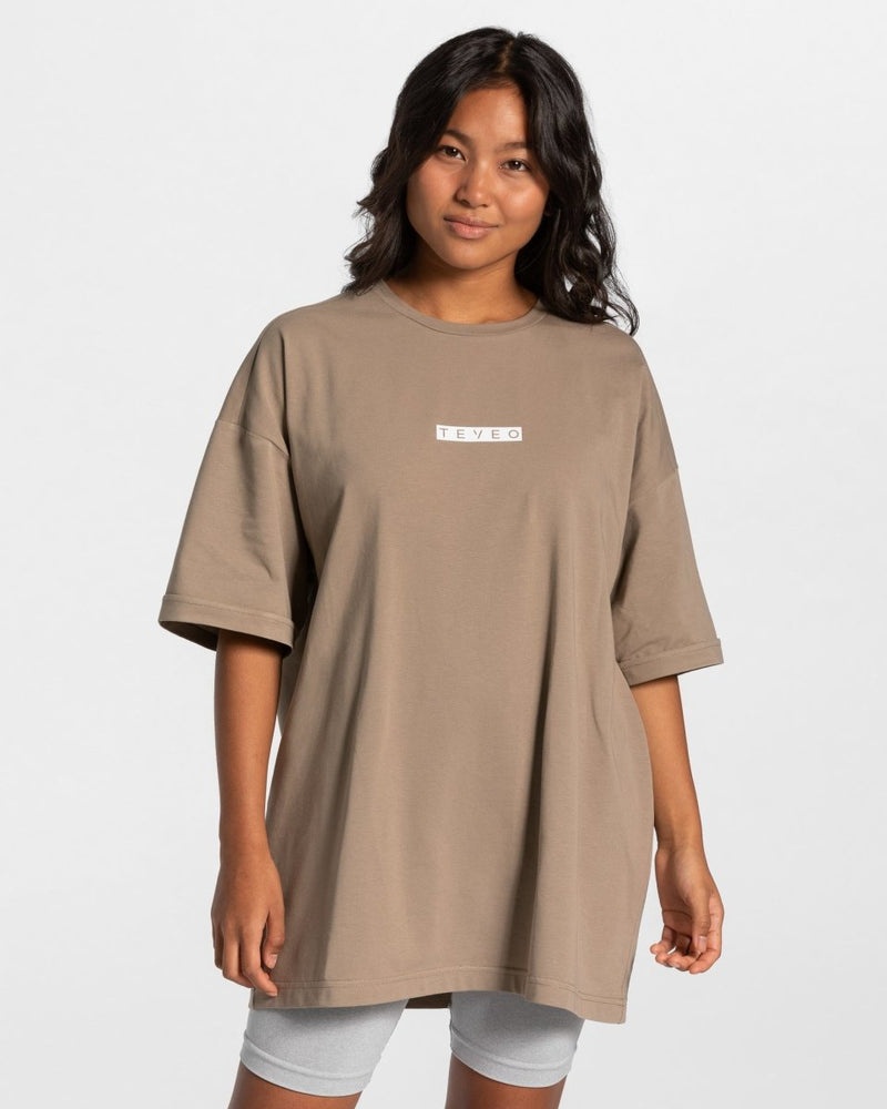 Teveo Iconic Oversized レディース Tシャツ カーキ | TMZ-8698