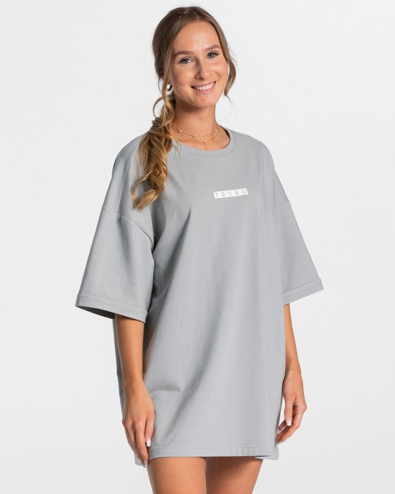 Teveo Iconic Oversized レディース Tシャツ グレー 青 | CCU-8647