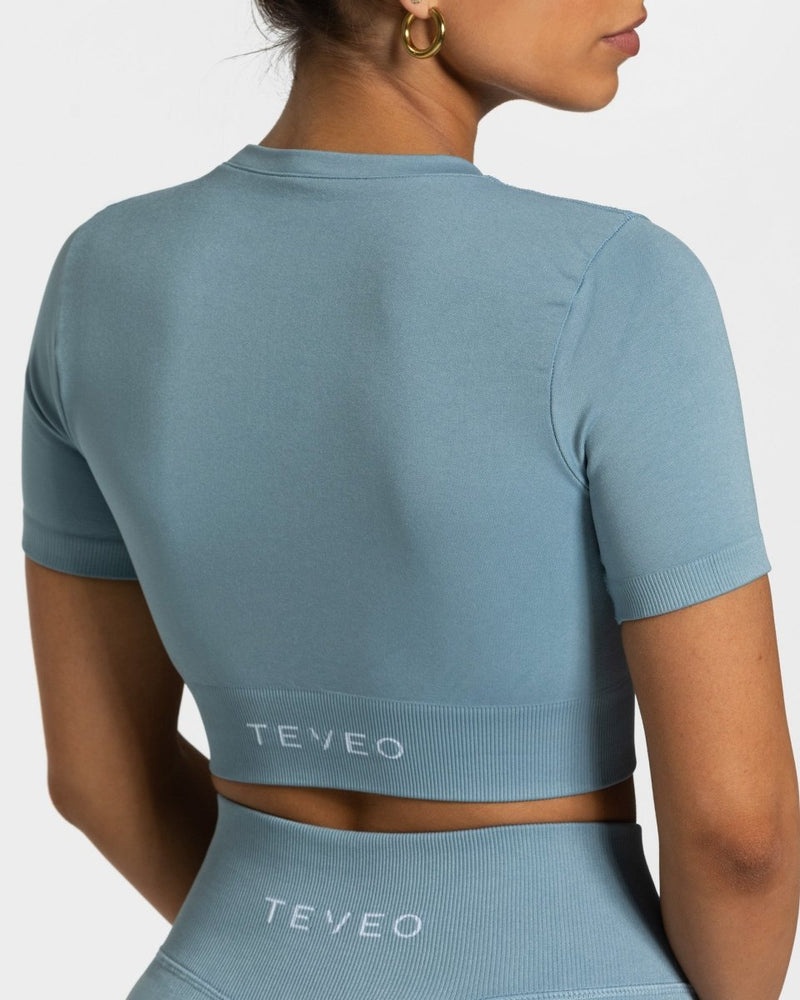 Teveo Sensation Crop レディース トップス グレー 青 | HKD-0941